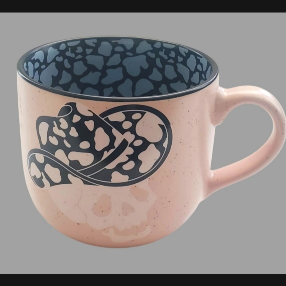 NEW Market Finds MRKT Halloween Skeleton Skull Cowboy Cow Hat Coffee Mug Pink